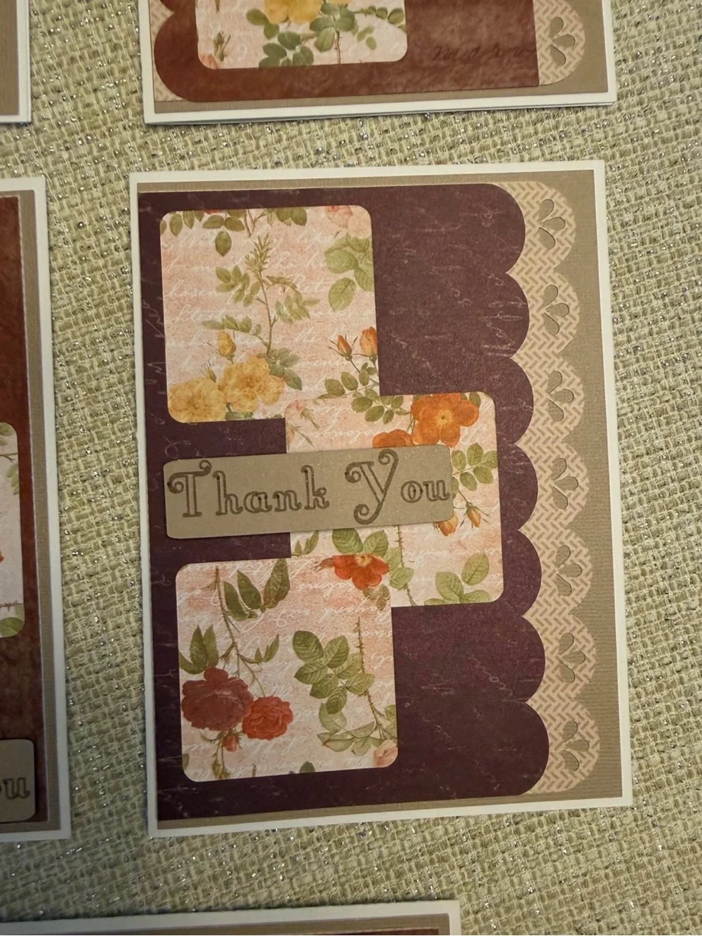 🌿 Handmade Floral Thank You Cards – Vintage Inspired – Blank Inside